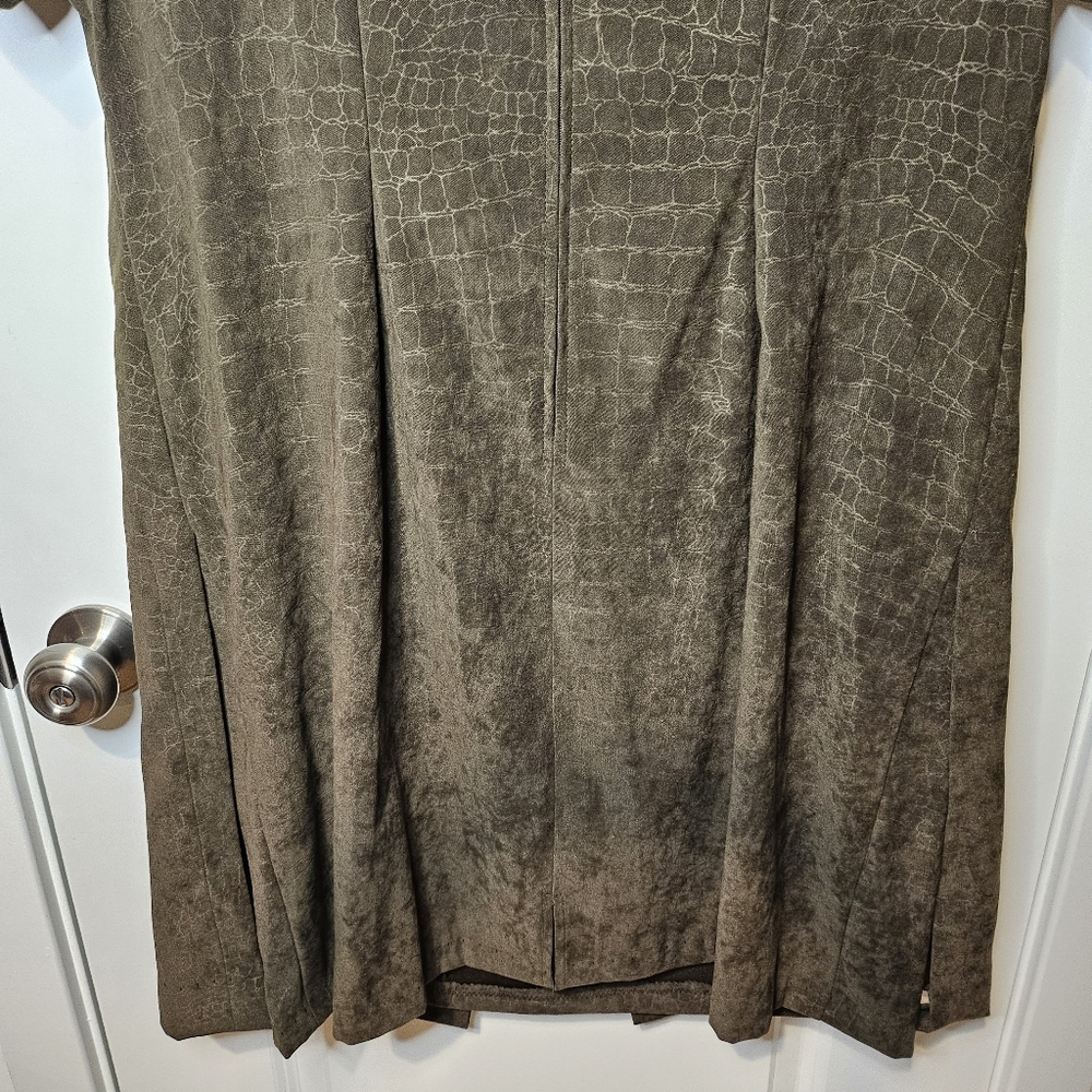 Dressbarn Green Crocodile Print Short Sleeve Midi Dress Career Work Office 16W - Picture 8 of 14